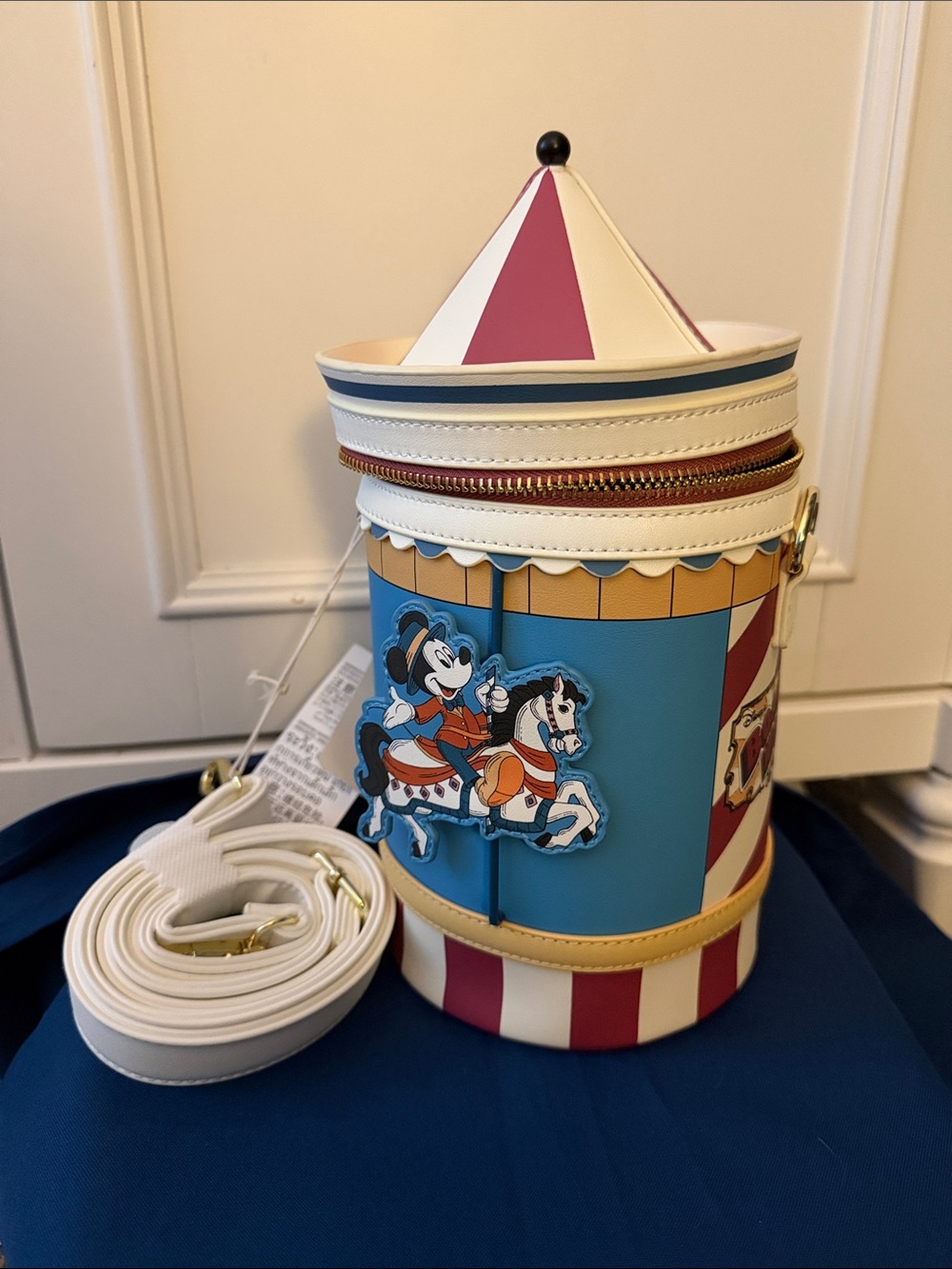 Disney Carousel Cylinder Crossbody Bag - Blue, White & Pink